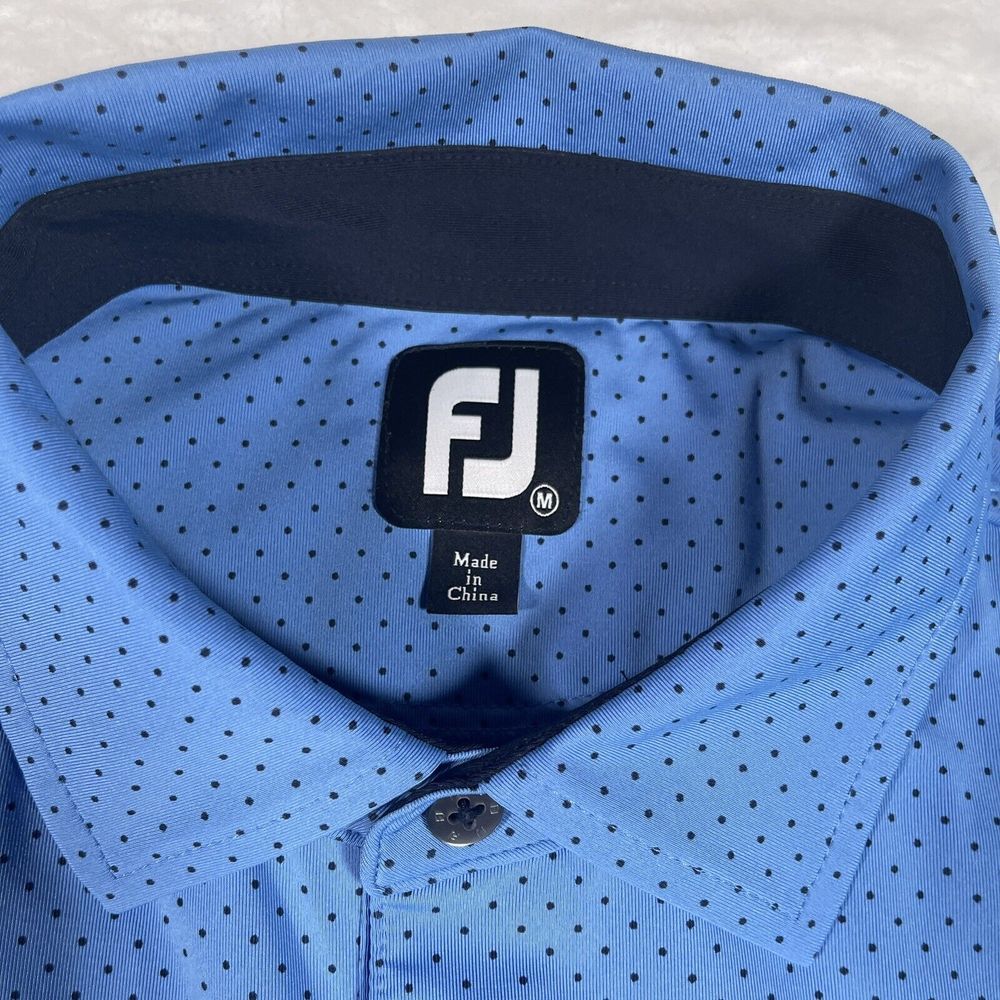 FootJoy Golf Men's Medium Stretch Light Blue Polka Dots Pullover Polo Shirt - Picture 2 of 9